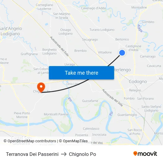 Terranova Dei Passerini to Chignolo Po map