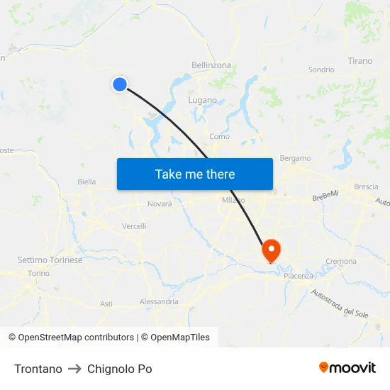 Trontano to Chignolo Po map