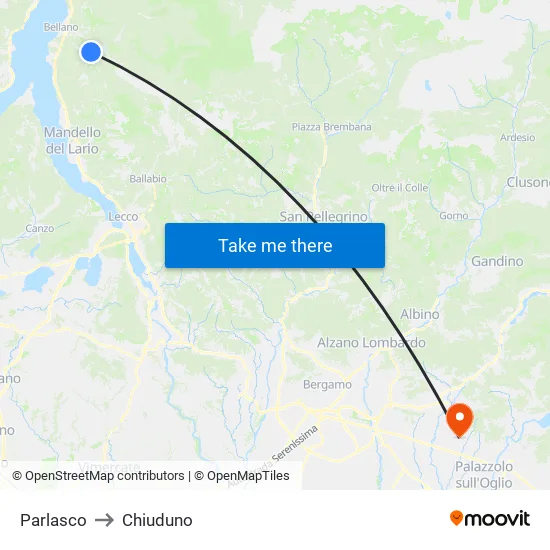 Parlasco to Chiuduno map