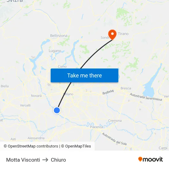 Motta Visconti to Chiuro map