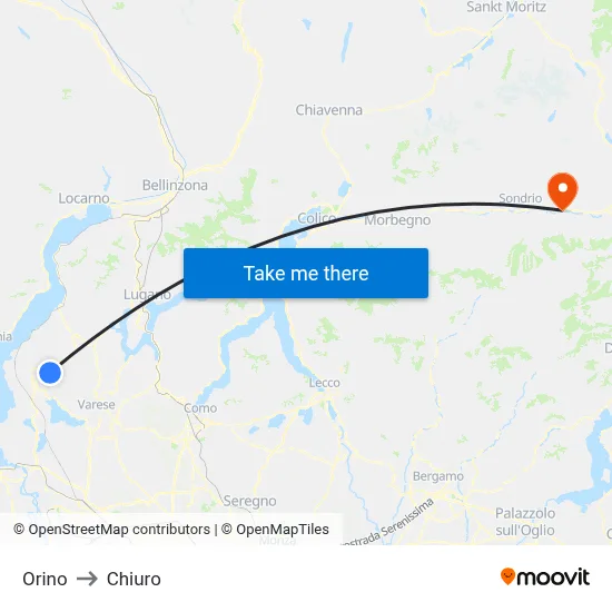 Orino to Chiuro map