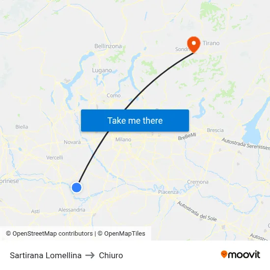 Sartirana Lomellina to Chiuro map