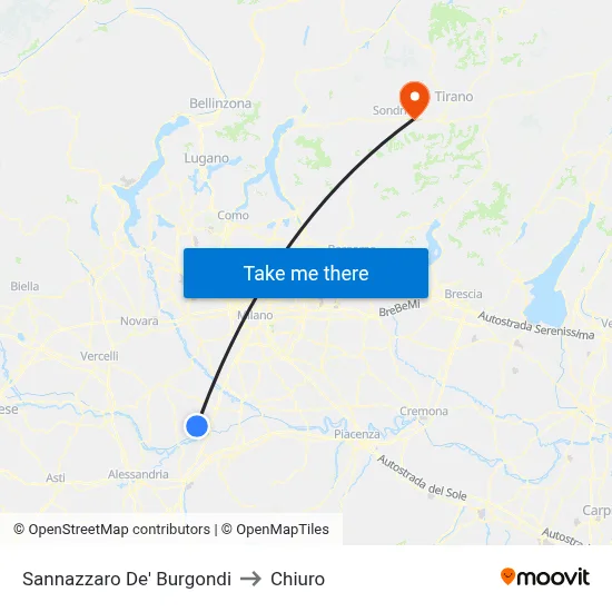 Sannazzaro De' Burgondi to Chiuro map