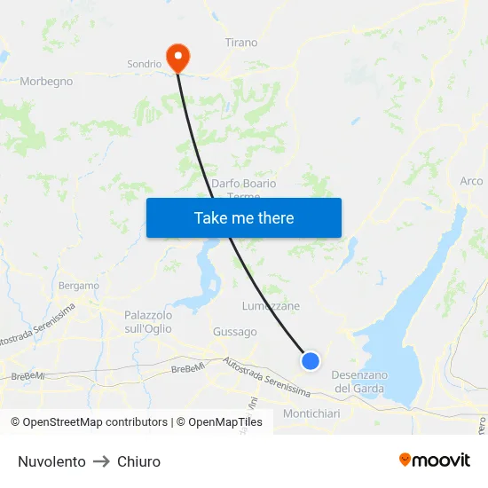 Nuvolento to Chiuro map