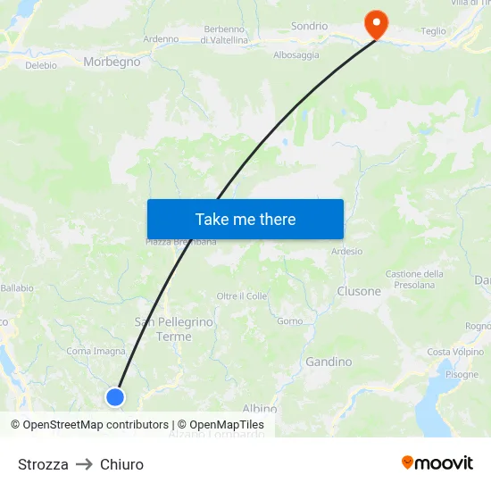 Strozza to Chiuro map