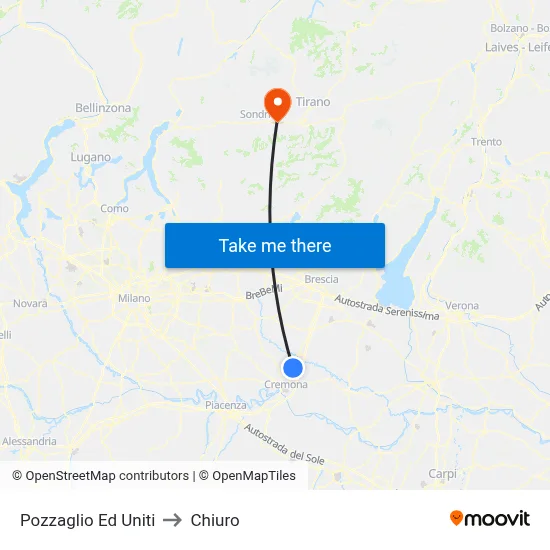 Pozzaglio Ed Uniti to Chiuro map