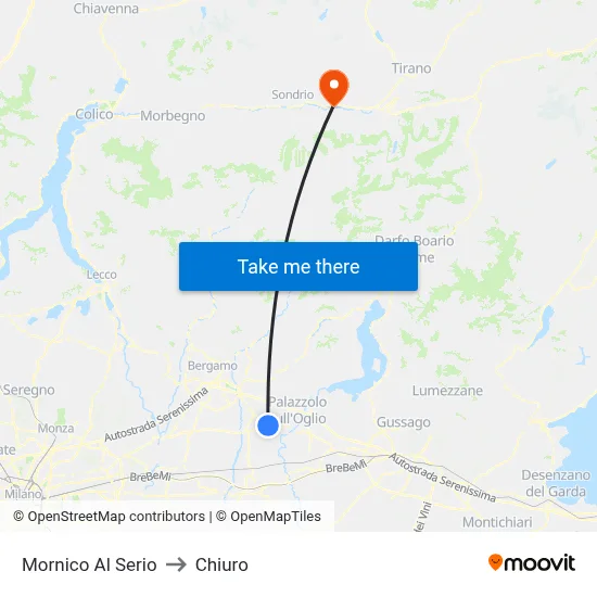 Mornico al Serio to Chiuro map