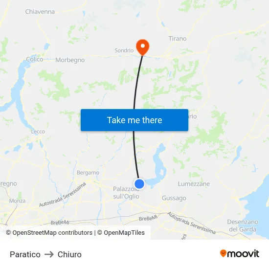 Paratico to Chiuro map