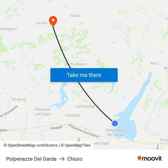 Polpenazze Del Garda to Chiuro map