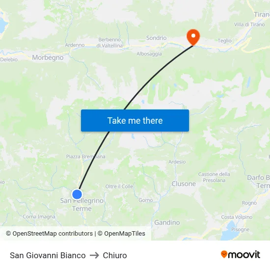 San Giovanni Bianco to Chiuro map