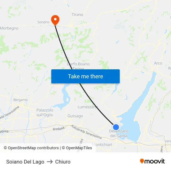 Soiano Del Lago to Chiuro map