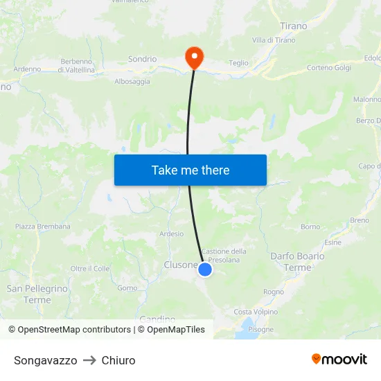 Songavazzo to Chiuro map