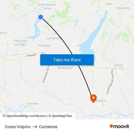 Costa Volpino to Curtatone map