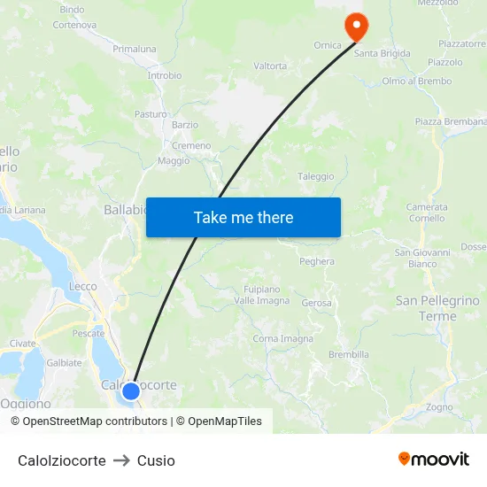 Calolziocorte to Cusio map