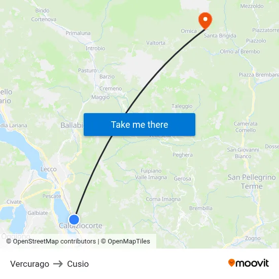 Vercurago to Cusio map