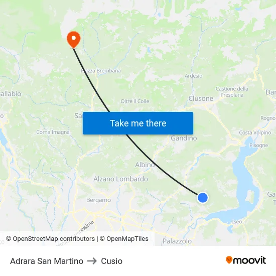 Adrara San Martino to Cusio map