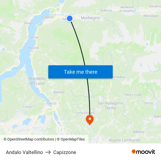 Andalo Valtellino to Capizzone map