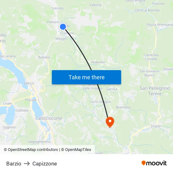 Barzio to Capizzone map