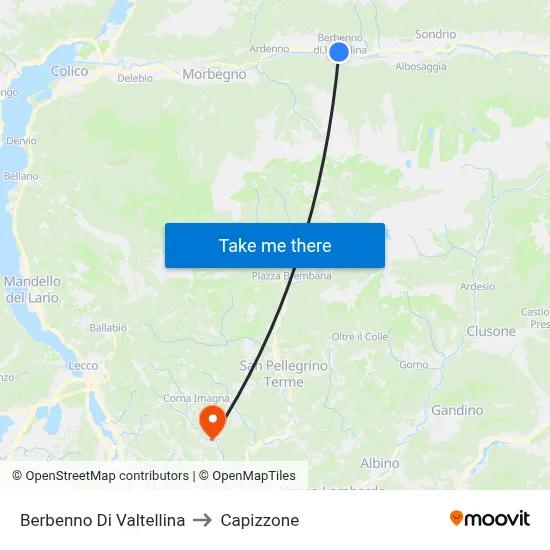 Berbenno Di Valtellina to Capizzone map