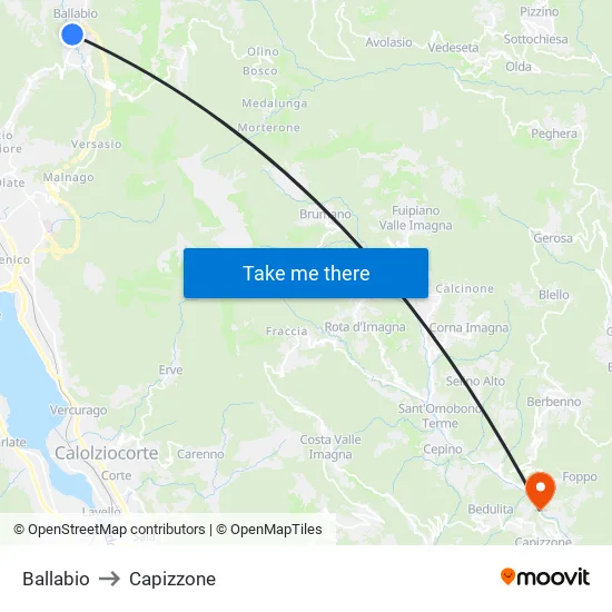 Ballabio to Capizzone map