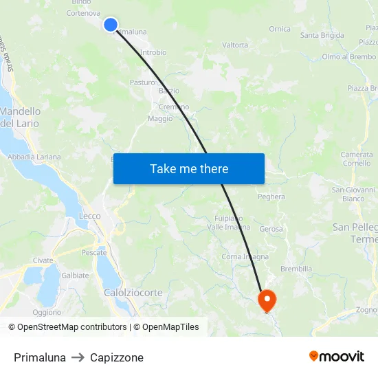 Primaluna to Capizzone map