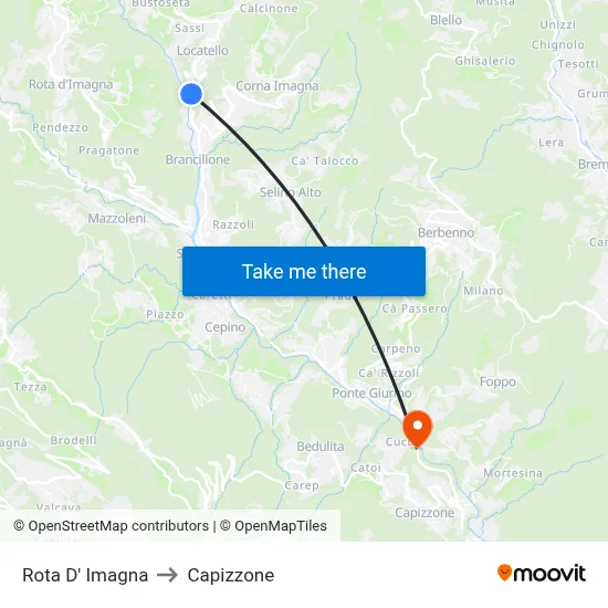 Rota D' Imagna to Capizzone map