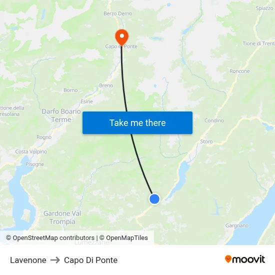 Lavenone to Capo Di Ponte map