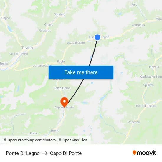 Ponte Di Legno to Capo Di Ponte map