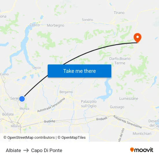 Albiate to Capo Di Ponte map