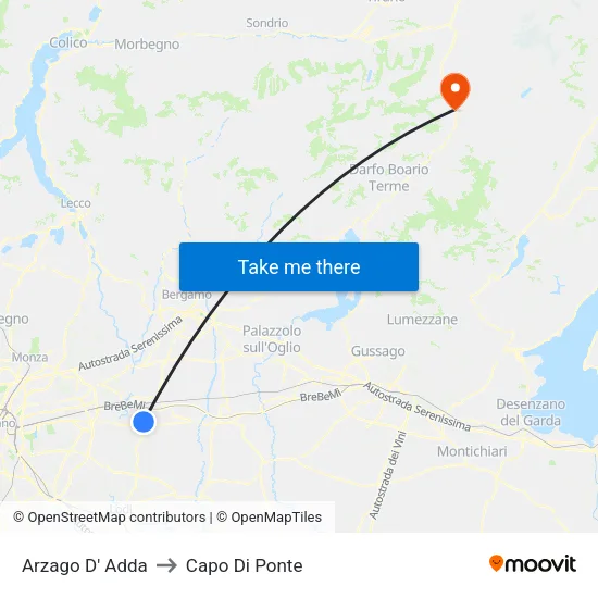 Arzago D' Adda to Capo Di Ponte map