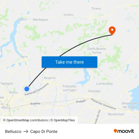 Bellusco to Capo Di Ponte map