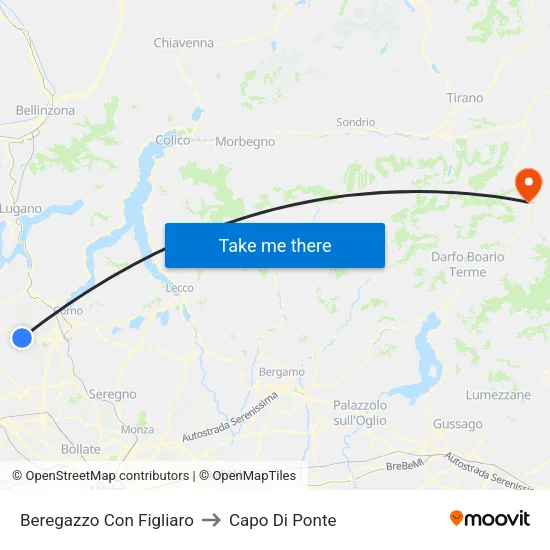 Beregazzo Con Figliaro to Capo Di Ponte map
