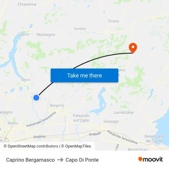 Caprino Bergamasco to Capo Di Ponte map