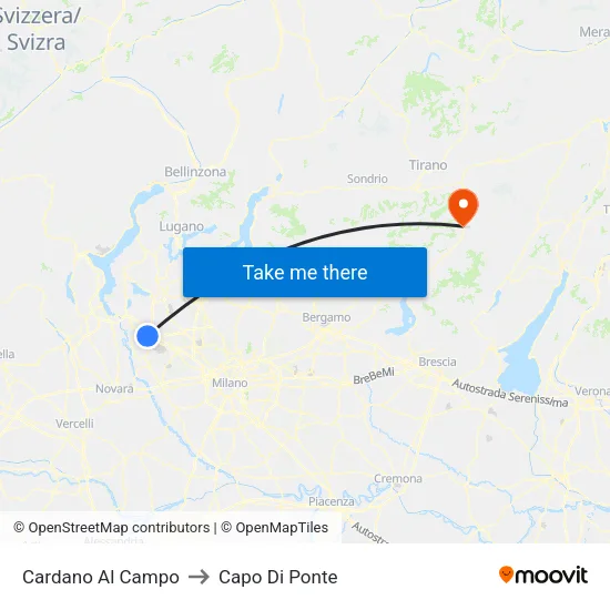 Cardano al Campo to Capo Di Ponte map