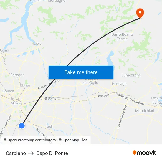 Carpiano to Capo Di Ponte map