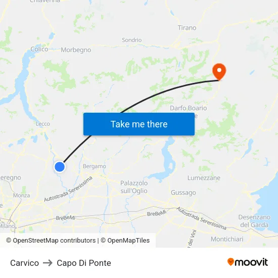 Carvico to Capo Di Ponte map