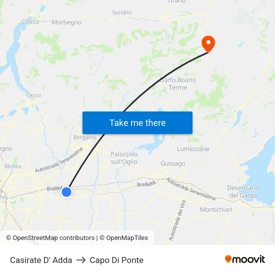 Casirate d'Adda to Capo Di Ponte map