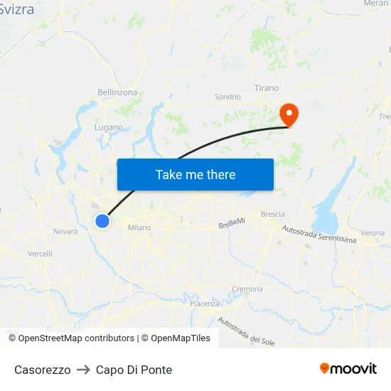 Casorezzo to Capo Di Ponte map