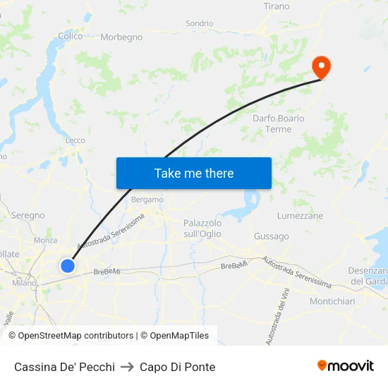 Cassina De' Pecchi to Capo Di Ponte map