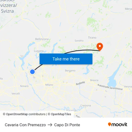 Cavaria Con Premezzo to Capo Di Ponte map