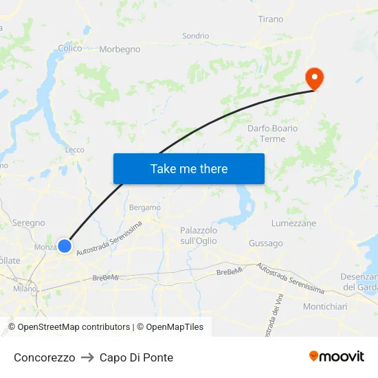 Concorezzo to Capo Di Ponte map