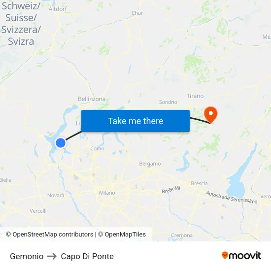 Gemonio to Capo Di Ponte map