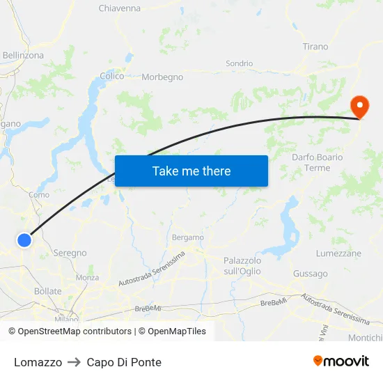 Lomazzo to Capo Di Ponte map