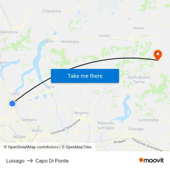 Luisago to Capo Di Ponte map