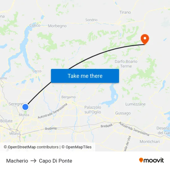 Macherio to Capo Di Ponte map
