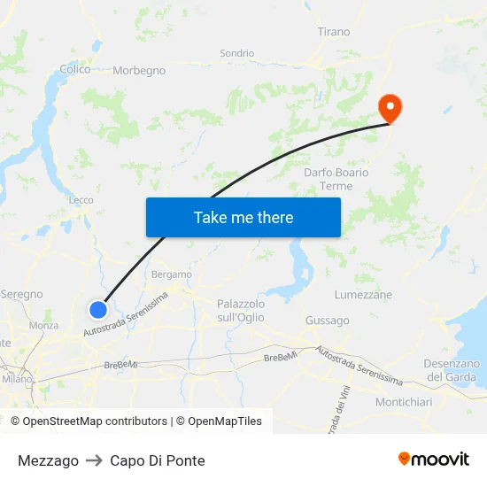 Mezzago to Capo Di Ponte map