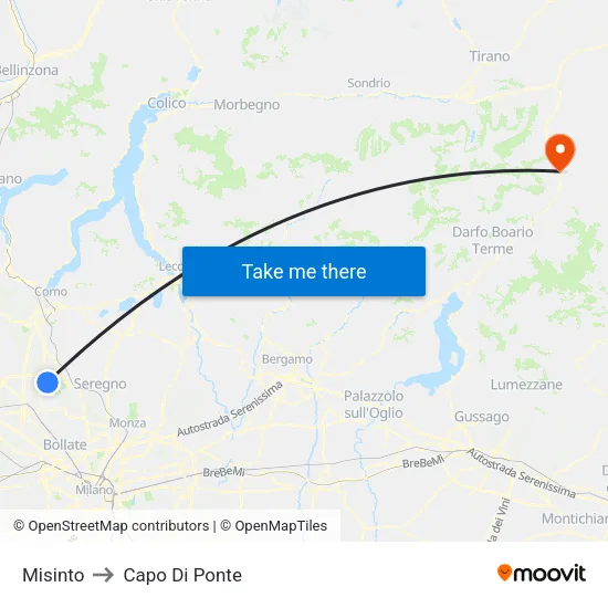 Misinto to Capo Di Ponte map