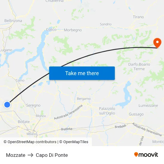 Mozzate to Capo Di Ponte map