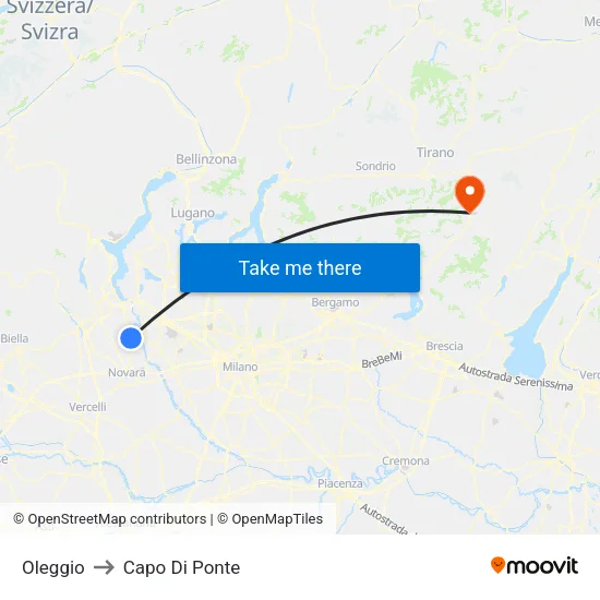 Oleggio to Capo Di Ponte map