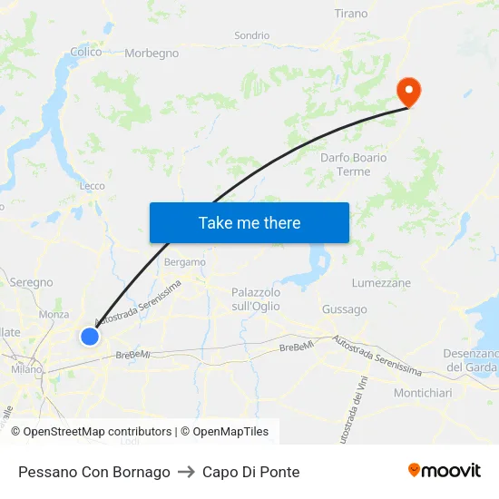 Pessano Con Bornago to Capo Di Ponte map